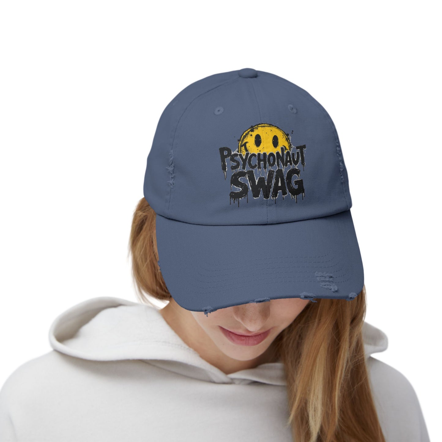 Psycho Unisex Distressed Cap, Cool Casual Hat, Streetwear Accessory, Gift for Trendsetters, Festival Gear, Summer Vibes - Psychonaut Swag