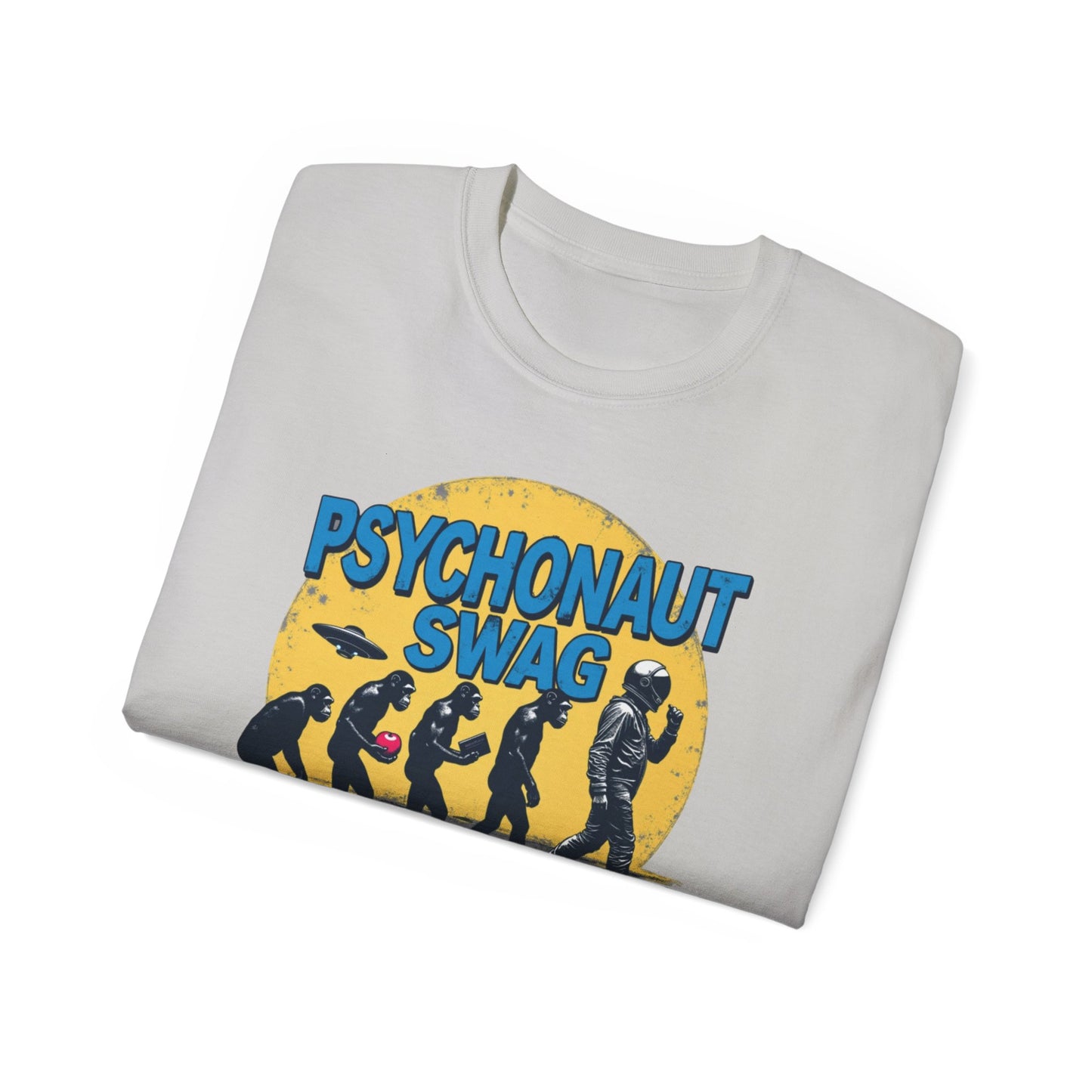Psychonaut Evolution of Man Sunset, Unisex Tee, Retro Graphic T-Shirt, Music Festival Attire, Gift for Gamers, Casual Streetwear - Psychonaut Swag