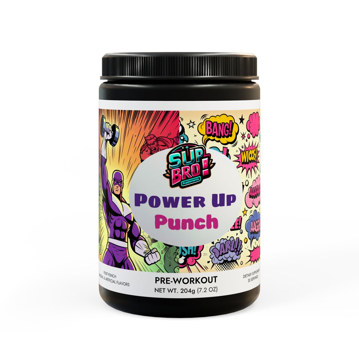 Power Up! Pre-Workout Supplement, Fruit Punch (204g, 7.1oz) - Psychonaut Swag