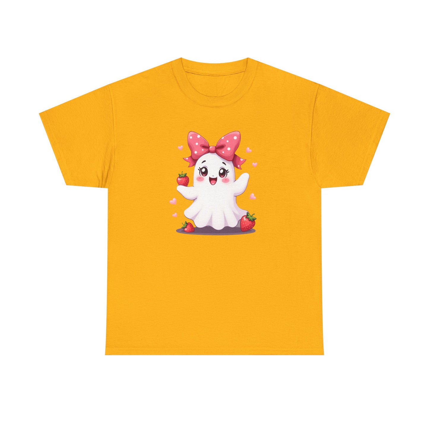 Cute Ghost Strawberry Unisex Tee, Perfect for Halloween, Gift, Casual Wear, Festival Shirt, Summer Vibes, Kawaii Apparel