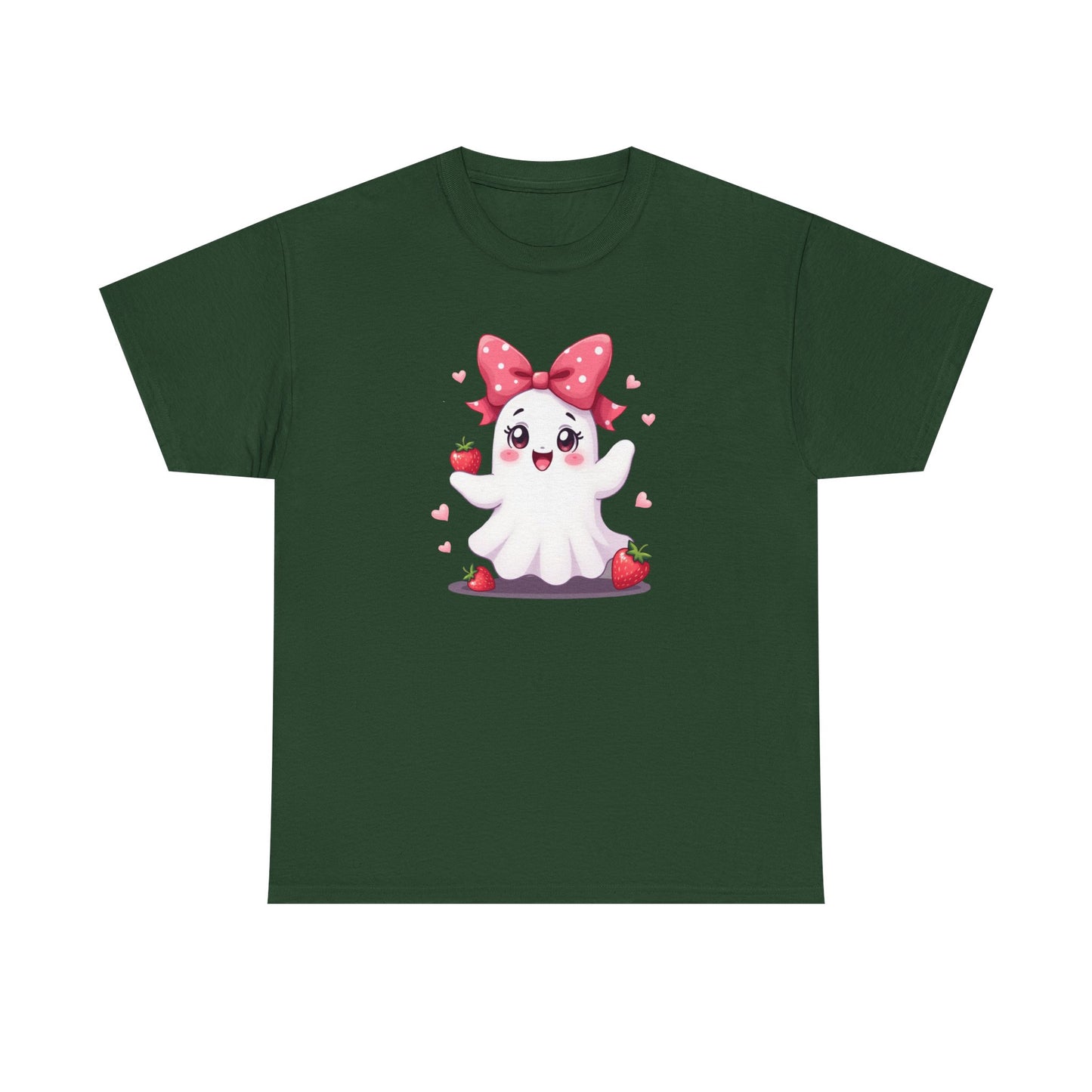 Cute Ghost Strawberry Unisex Tee, Perfect for Halloween, Gift, Casual Wear, Festival Shirt, Summer Vibes, Kawaii Apparel