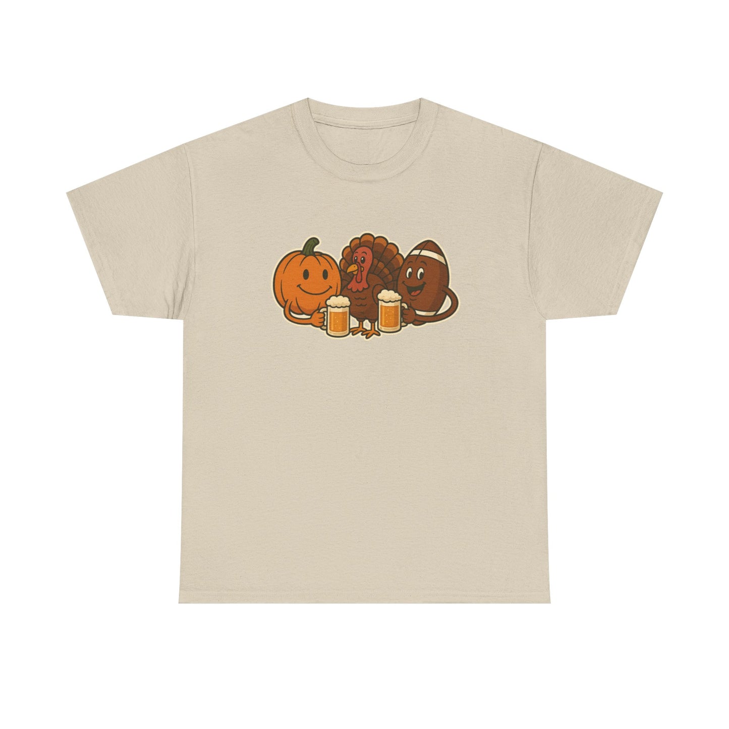 Thanksgiving Day Football & Beer Unisex Cotton Tee, Autumn T-Shirt, Holiday Apparel, Halloween Gift, Family Gathering Outfit, Seasonal Clothing