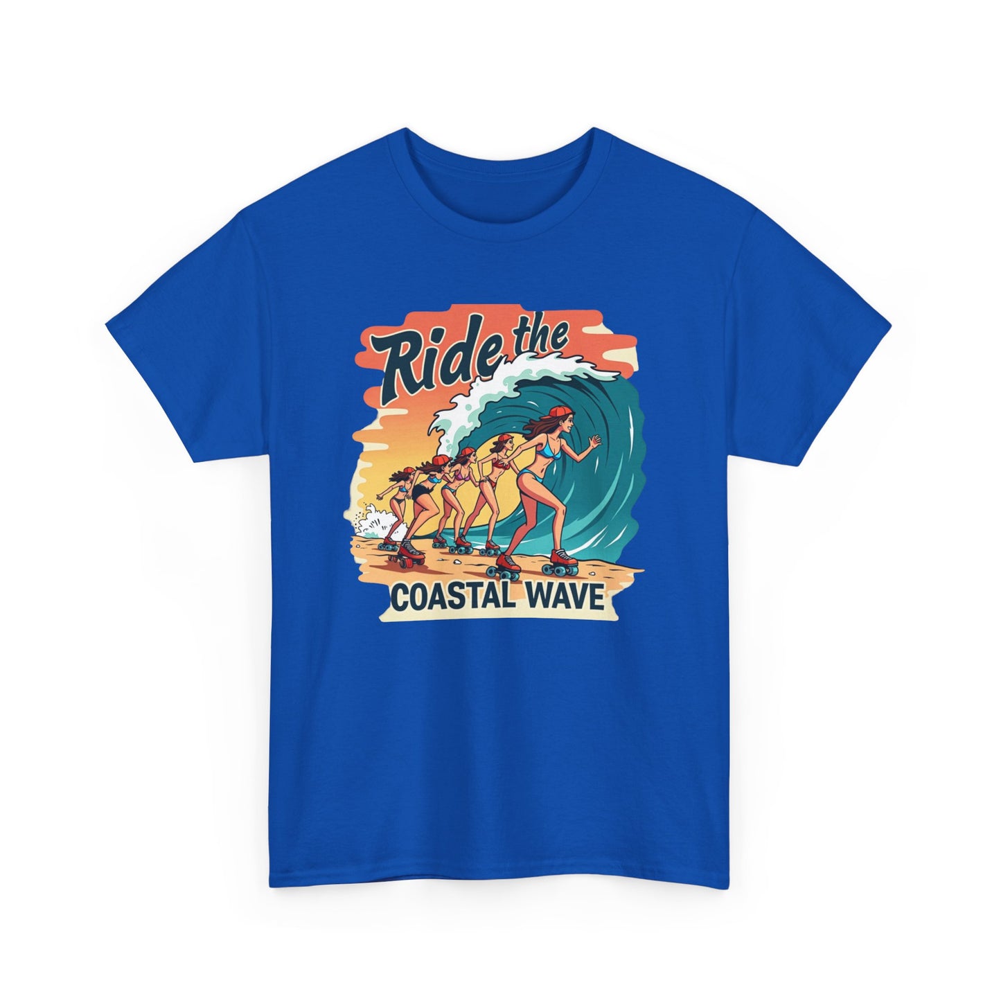 Follow the Wave, Unisex Heavy Cotton Tee - Ride the Wave Vintage Surf Design - Psychonaut Swag
