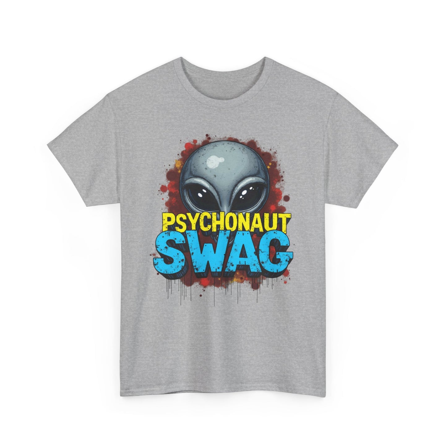 Hidden Alien, Psychonaut Swag, Staple Tee, Unisex Heavy Cotton Tee - Psychedelic Alien Swag Tee, Fun Graphic Tee, Perfect for Festivals, Casual Wear, Gift for Space Lovers - Psychonaut Swag