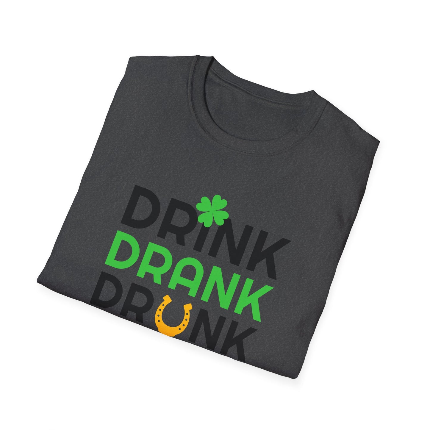 Drink Drank Drunk T-Shirt — St. Patrick’s Day Shamrock & Horseshoe Party Tee