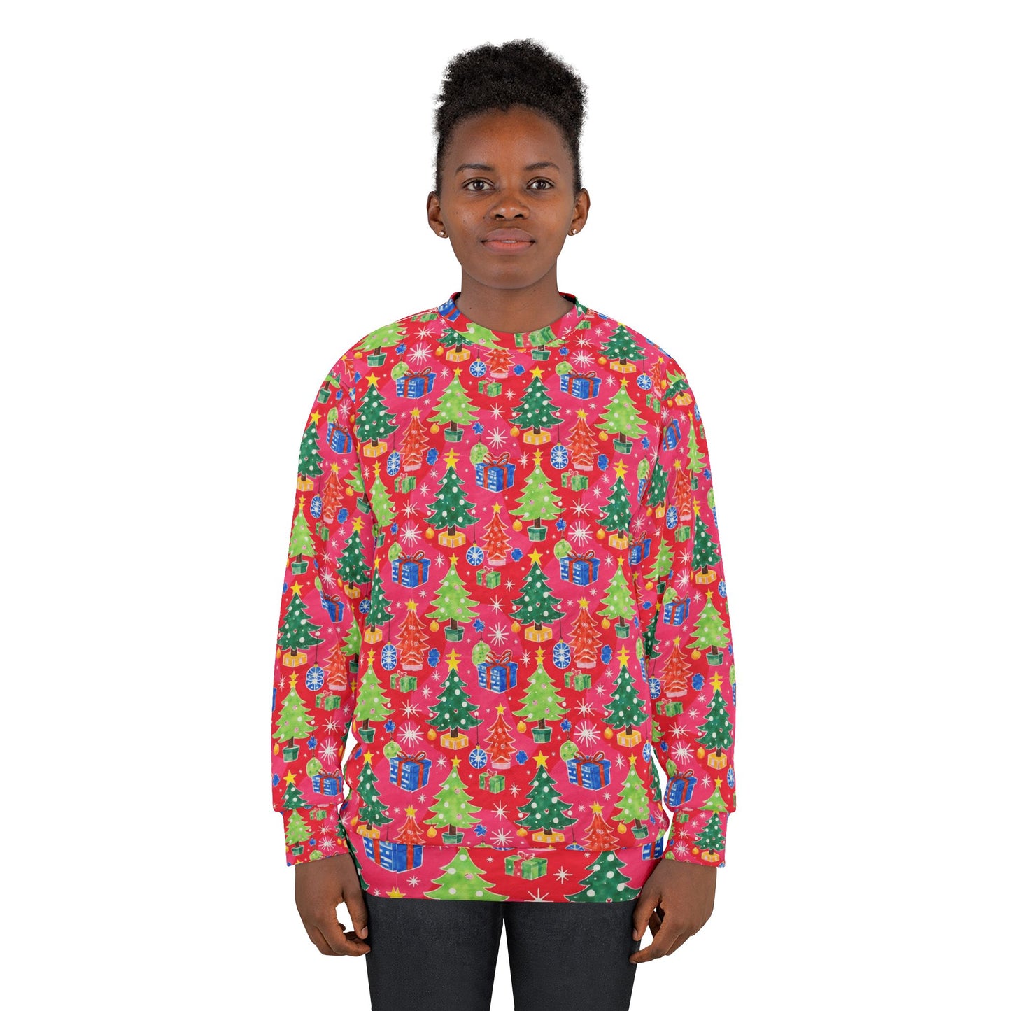 Christmas Tree Pattern Ugly Christmas Sweatshirt — Festive Holiday All-Over Print