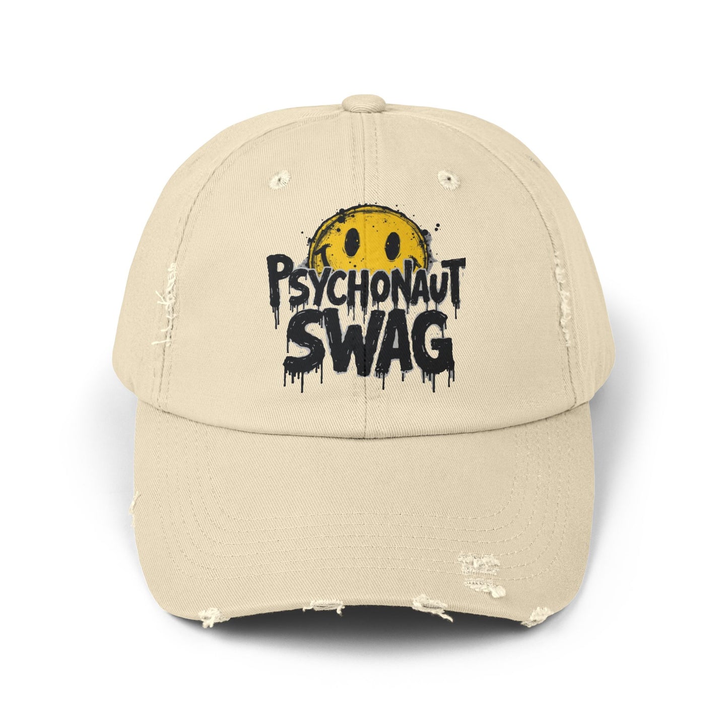 Psycho Unisex Distressed Cap, Cool Casual Hat, Streetwear Accessory, Gift for Trendsetters, Festival Gear, Summer Vibes - Psychonaut Swag