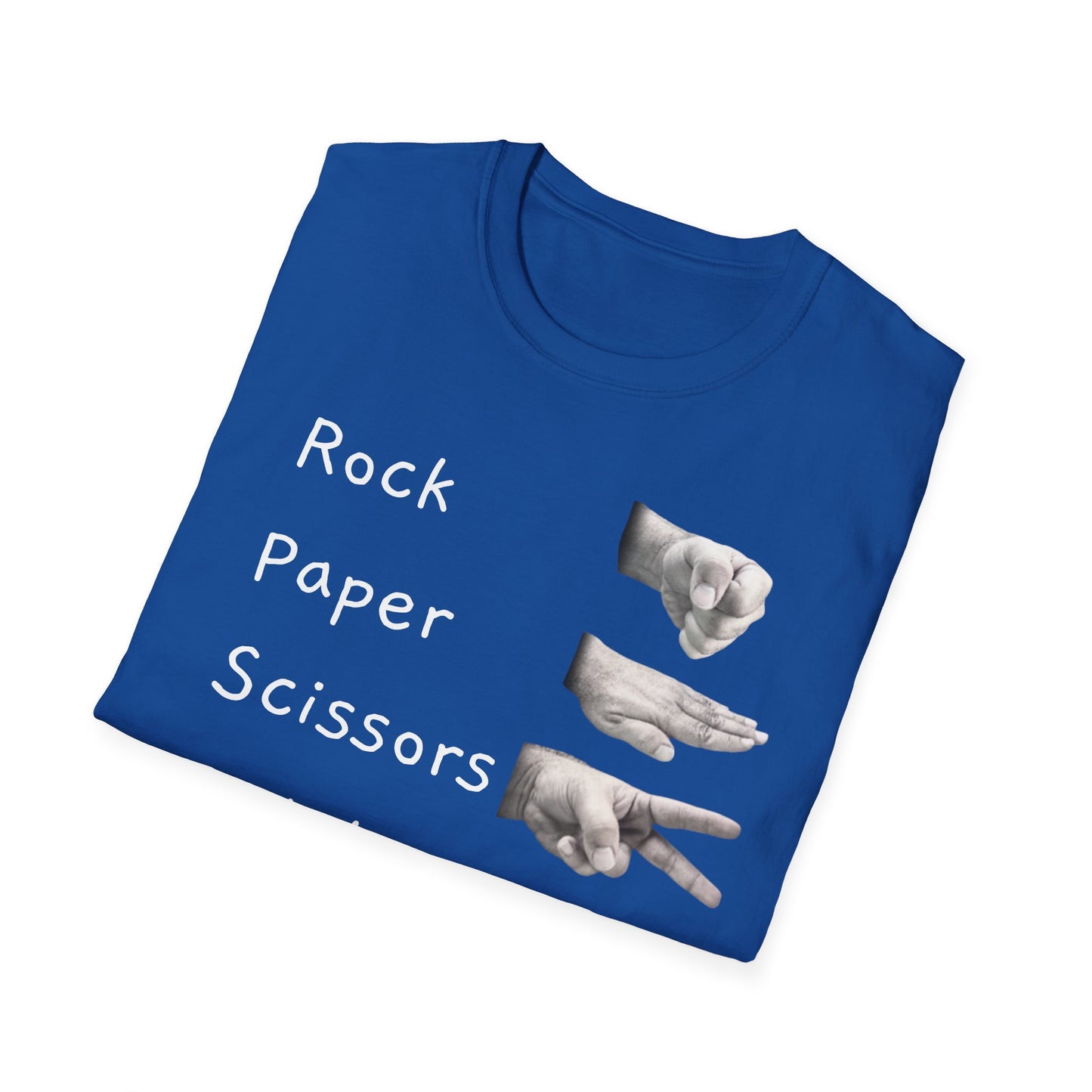 Rock, Paper, Scissors Creative Hands Symbol T-Shirt, Hand Gesture Graphic Tee, Unisex Softstyle Shirt for Friends, Casual Wear, Gift for Holidays, Statement Shirt