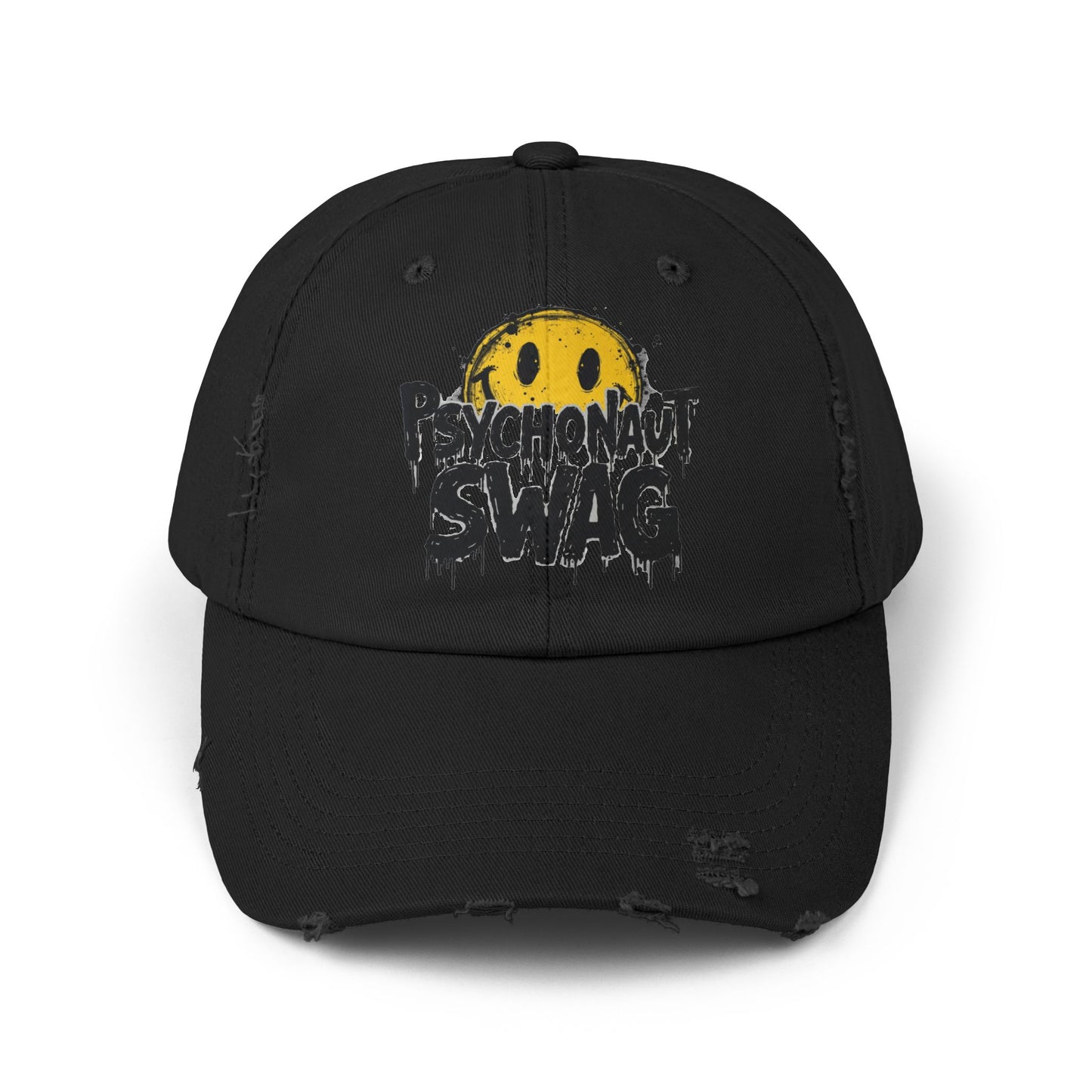 Psycho Unisex Distressed Cap, Cool Casual Hat, Streetwear Accessory, Gift for Trendsetters, Festival Gear, Summer Vibes - Psychonaut Swag
