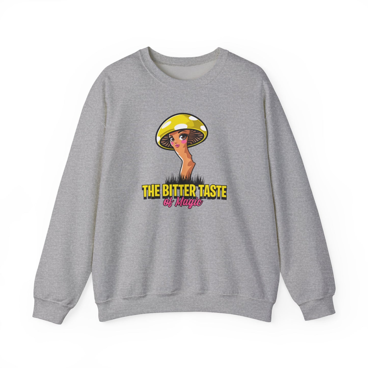 The Bitter Taste of Magic, Mushroom, Unisex Heavy Blend™ Crewneck Sweatshirt - Psychonaut Swag