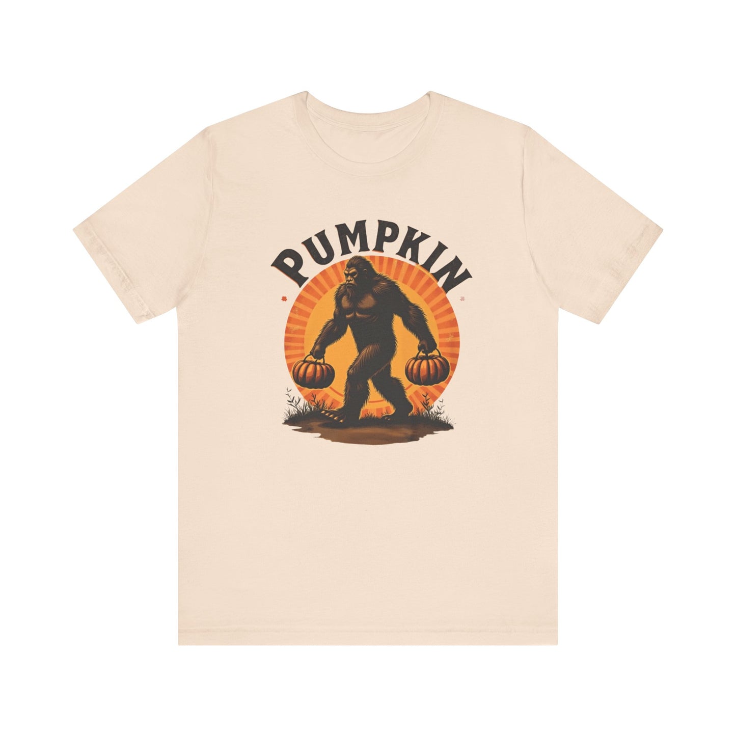 Pumpkin Bigfoot T-Shirt – Unisex Harvest Tee for Fall, Halloween, Autumn Celebrations, Gift for Nature Lovers, Casual Wear