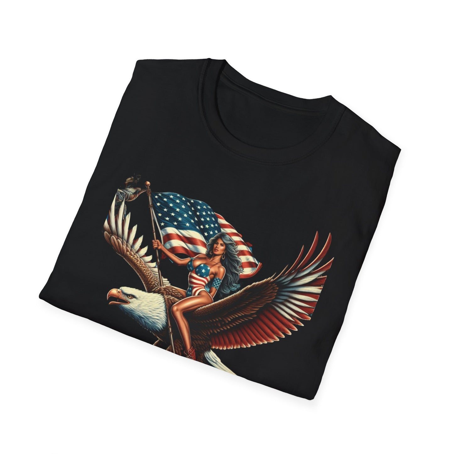 Patriot Riding Eagle, Graphic Tee - Unisex T-Shirt, Eagle Design, 4th of July Shirt, Independence Day Apparel, Festival Wear, Gift for Patriots - Psychonaut Swag