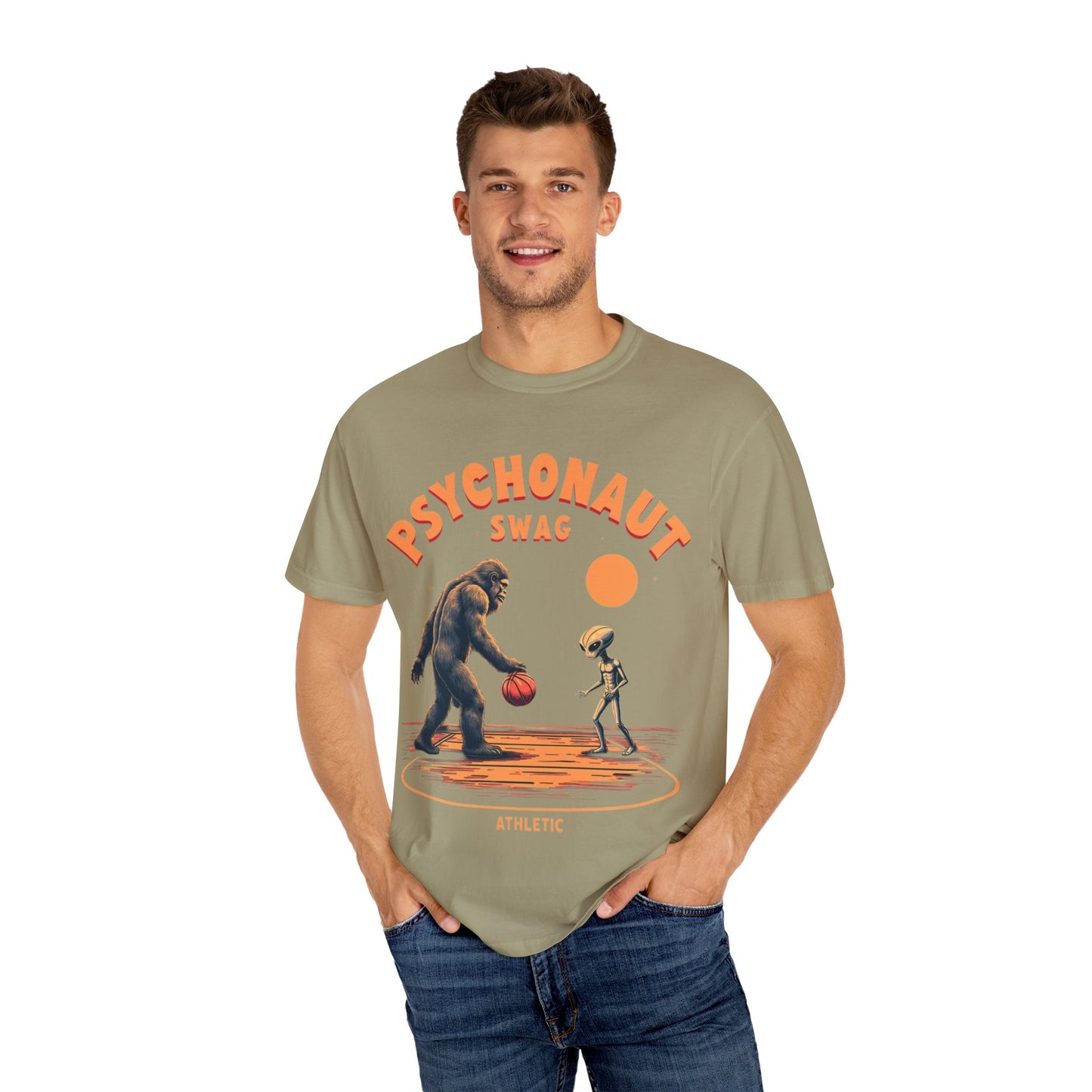 Alien vs Bigfoot, Psychonaut Swag Unisex T-Shirt, Funny Graphic Tee, Unique Gift for Gamers, Outdoor Lovers, Birthday, Casual Wear - Psychonaut Swag