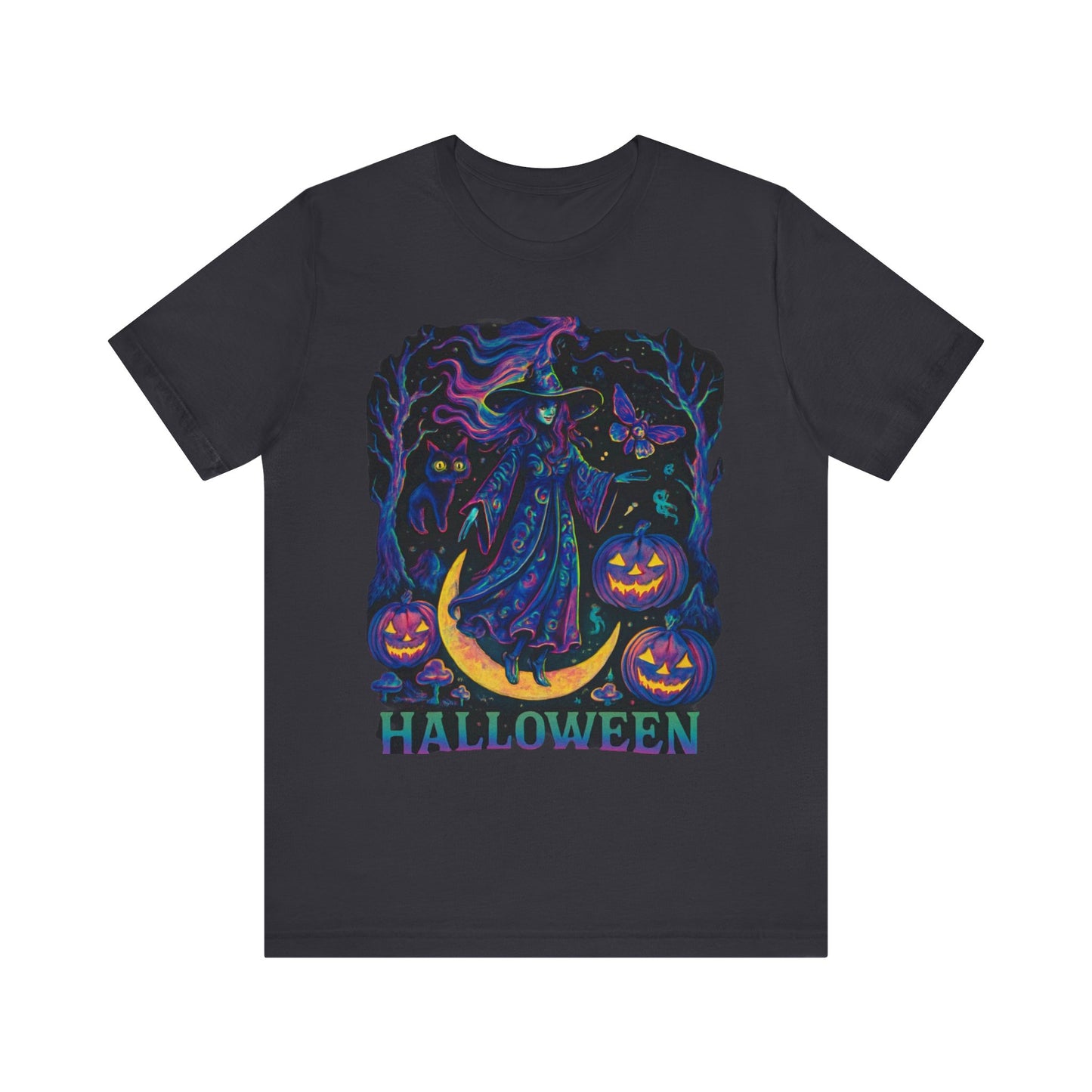 Halloween Witch Graphic Tee, Spooky T-Shirt, Unisex Short Sleeve Shirt, Halloween Costume, Pumpkin Shirt, Fall Festival Apparel