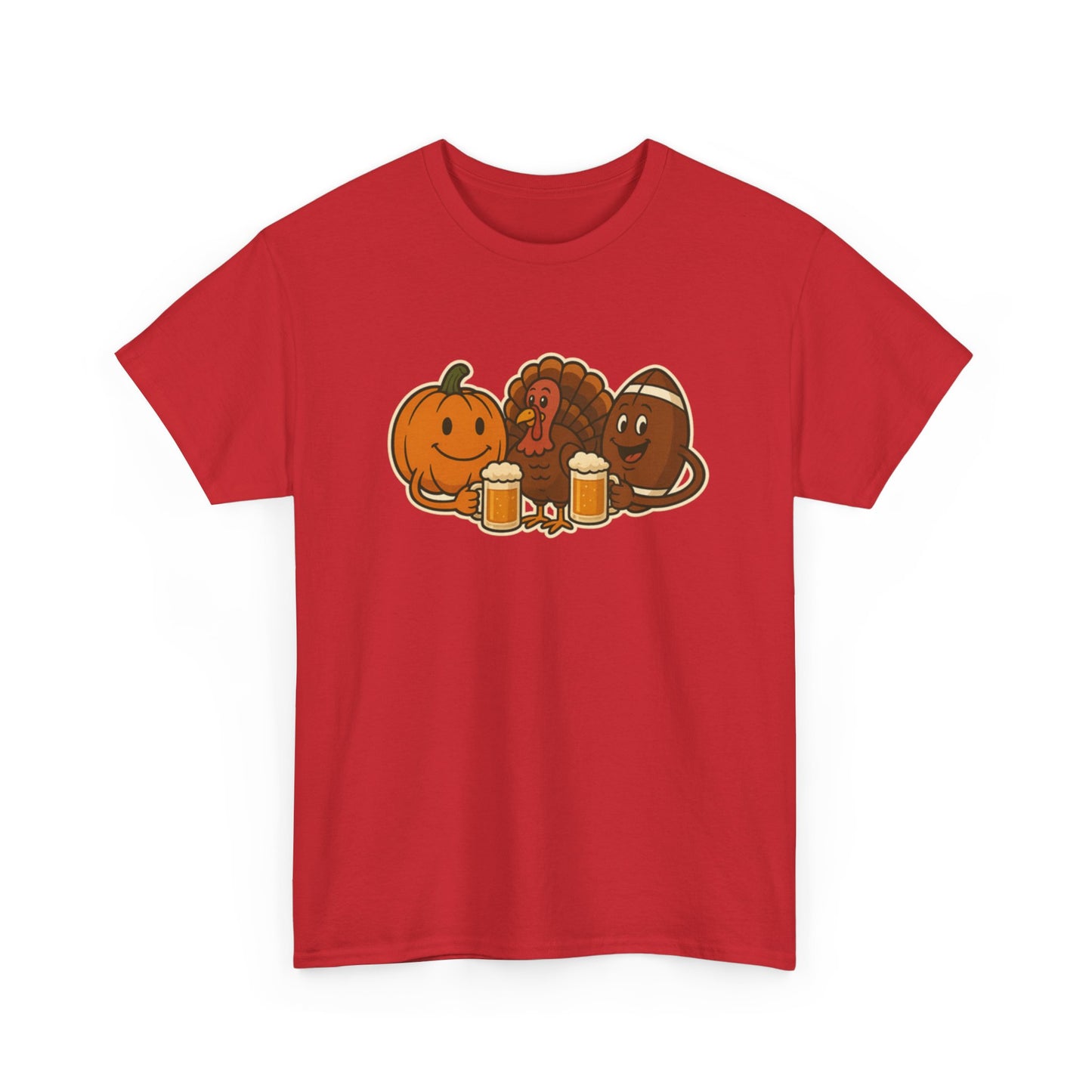 Thanksgiving Day Football & Beer Unisex Cotton Tee, Autumn T-Shirt, Holiday Apparel, Halloween Gift, Family Gathering Outfit, Seasonal Clothing