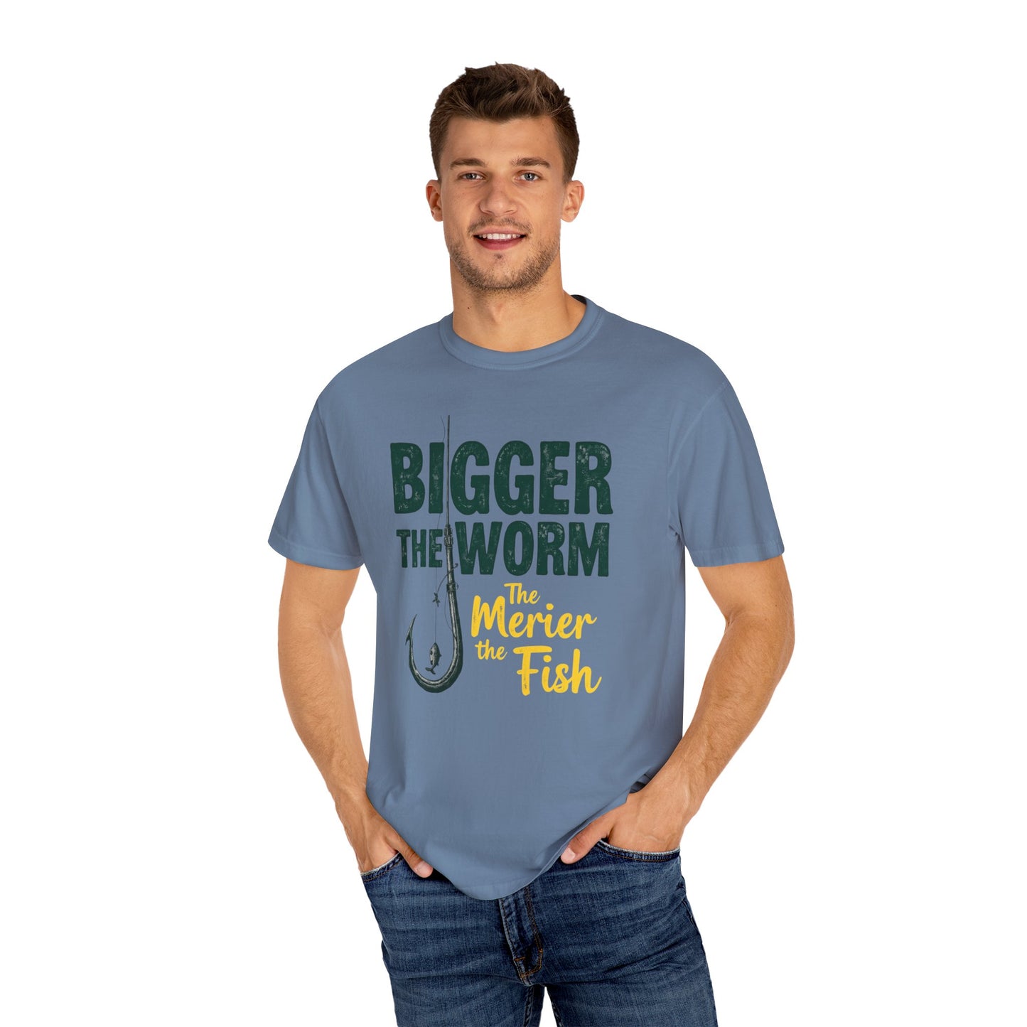 Big Worm Fishing Humor Unisex T-Shirt, Larger Than Life Tee, Gift for Anglers, Fun Outdoors Apparel, Dad's Fishing Day Shirt - Psychonaut Swag