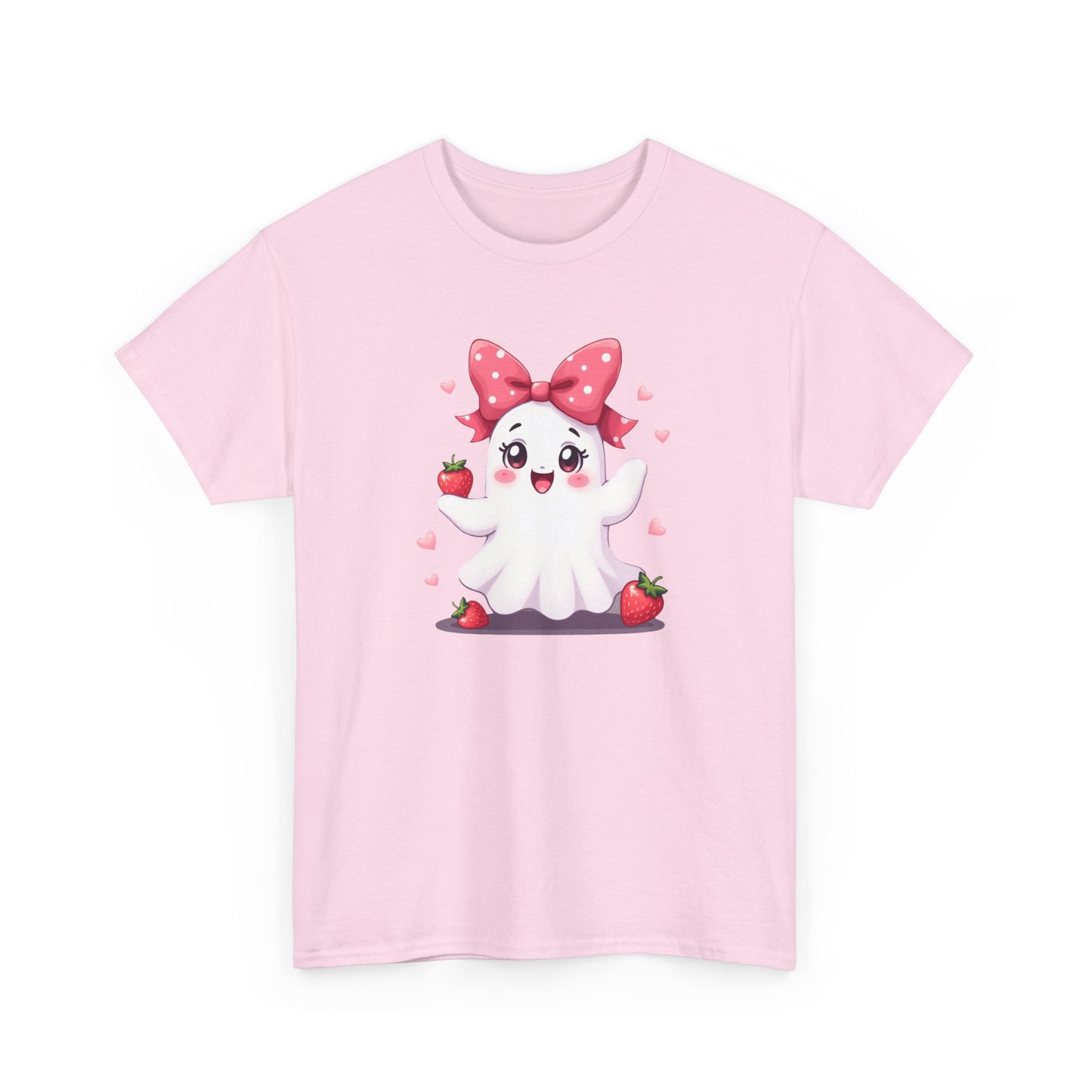 Cute Ghost Strawberry Unisex Tee, Perfect for Halloween, Gift, Casual Wear, Festival Shirt, Summer Vibes, Kawaii Apparel