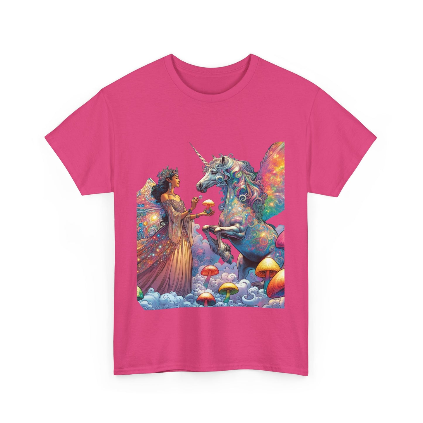 Graphic Tee - Fairy feeding a magical unicorn in the forest - Psychonaut Swag