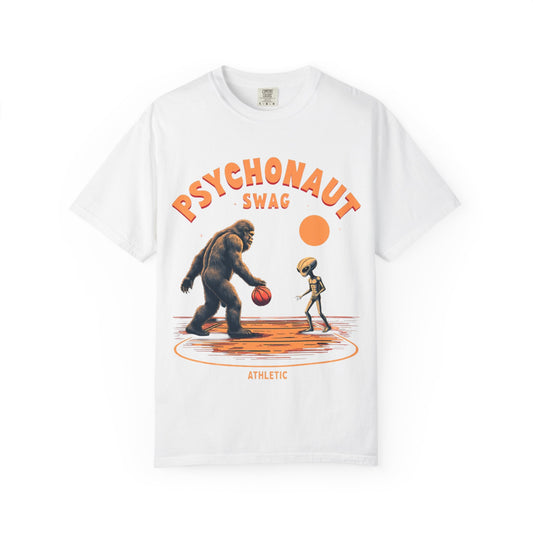 Alien vs Bigfoot, Psychonaut Swag Unisex T-Shirt, Funny Graphic Tee, Unique Gift for Gamers, Outdoor Lovers, Birthday, Casual Wear - Psychonaut Swag