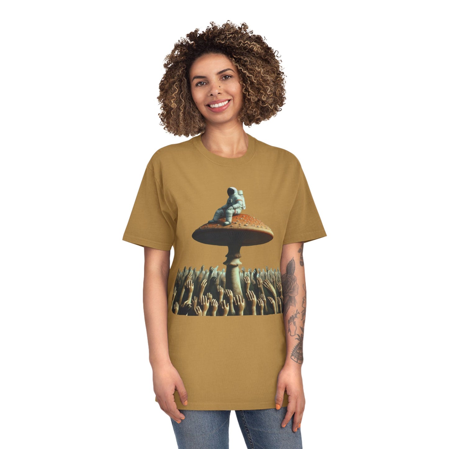 Astronaut on Mushroom, T-Shirt Psychedelic Explorer Unisex Faded Shirt - Psychonaut Swag