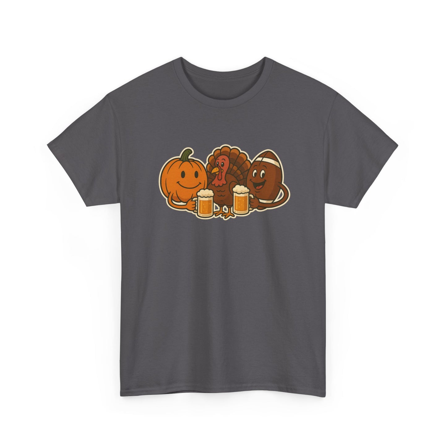 Thanksgiving Day Football & Beer Unisex Cotton Tee, Autumn T-Shirt, Holiday Apparel, Halloween Gift, Family Gathering Outfit, Seasonal Clothing