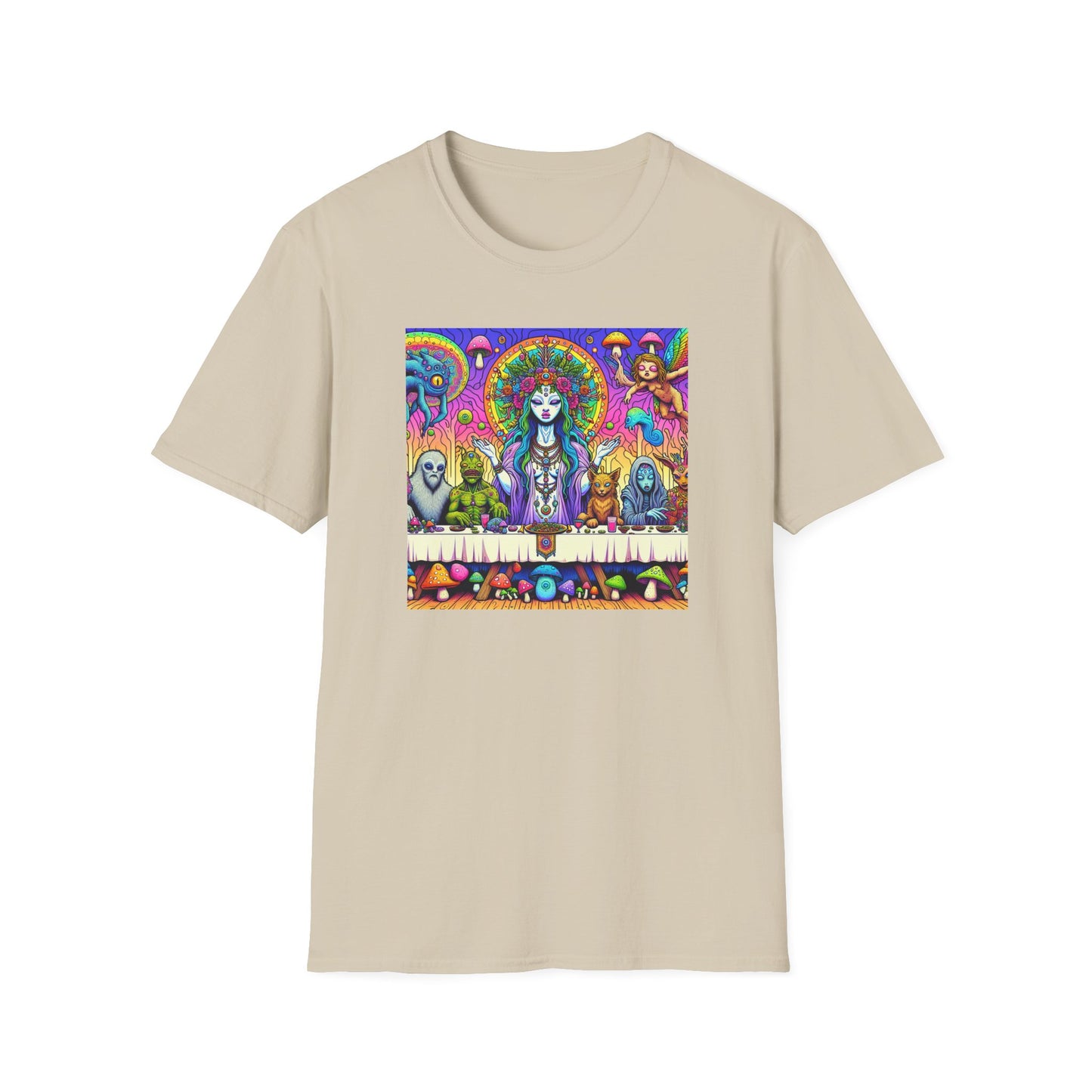 Mushroom Last Supper, Unisex Softstyle T-Shirt - Psychonaut Swag