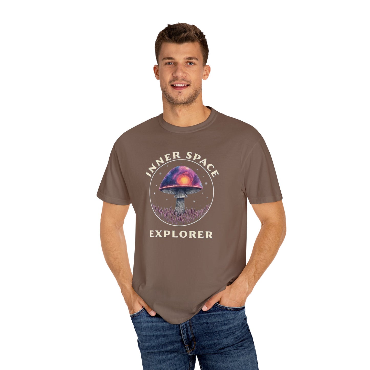 Inner Space Explorer T-Shirt, Unisex Graphic Tee, Cosmic Mushroom Apparel, Gift for Nature Lovers, Casual Wear for Adventurers - Psychonaut Swag