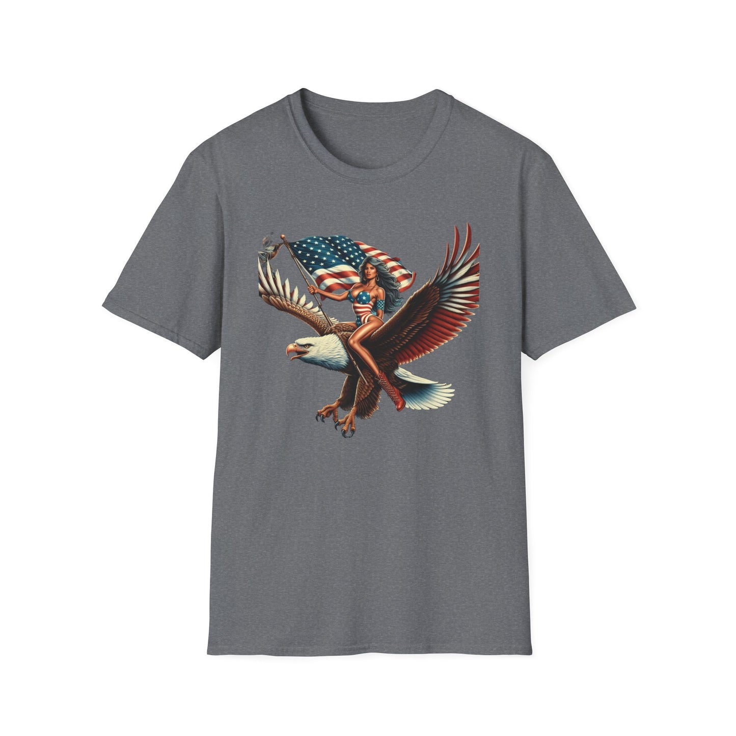 Patriot Riding Eagle, Graphic Tee - Unisex T-Shirt, Eagle Design, 4th of July Shirt, Independence Day Apparel, Festival Wear, Gift for Patriots - Psychonaut Swag