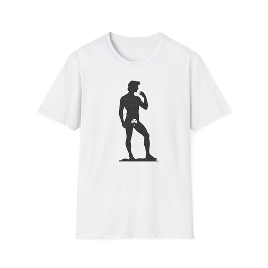Statue with Clover Leaf — Classic Michelangelo David Silhouette Tee