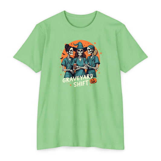 Graveyard Shift — Halloween Nurse Skeleton Crew Tee