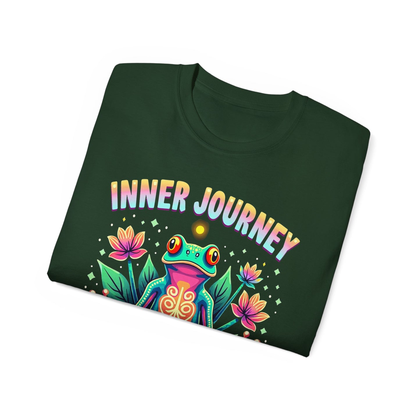Inner Journey Unisex Ultra Cotton Tee - Vibrant Frog Design for Yoga and Meditation - Psychonaut Swag