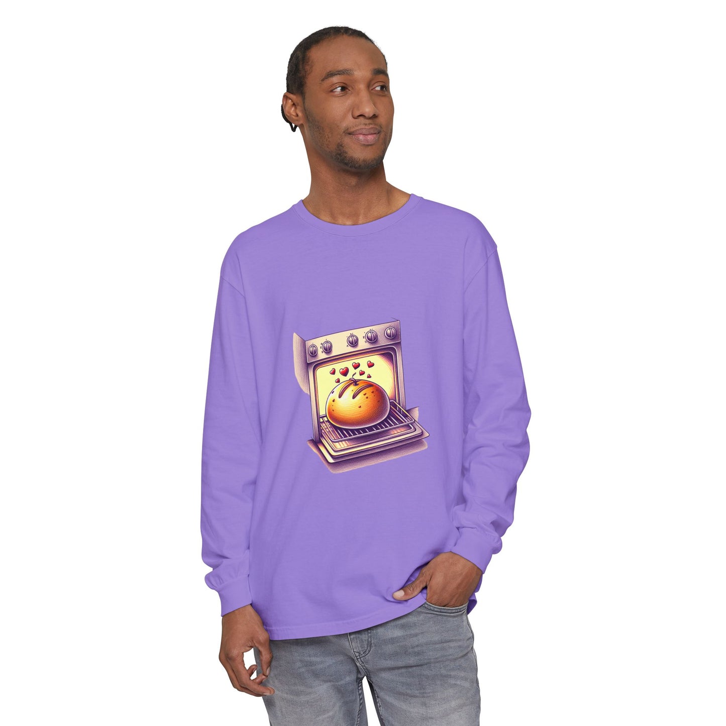 Bun in oven, Unisex Garment-dyed Long Sleeve T-Shirt - Psychonaut Swag