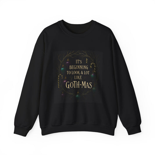 Goth‑Mas Crewneck Sweatshirt — "It's Beginning to Look a Lot Like Goth‑Mas" Holiday Gothic Sweater