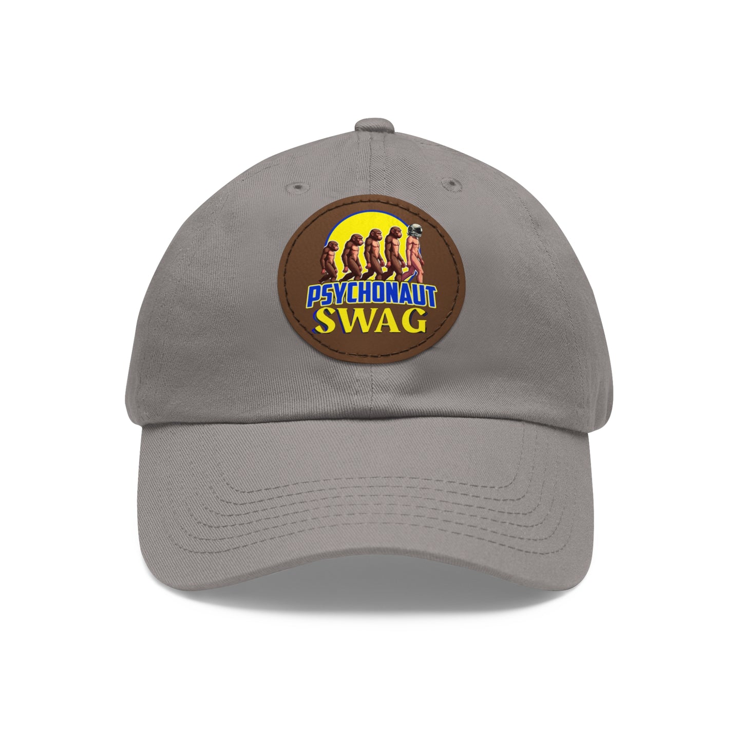 Psychonaut Swag Dad Hat with Leather Patch, Casual Cap for Outdoor Adventures, Fun Gift for Dads, Unique Street Style Hat - Psychonaut Swag