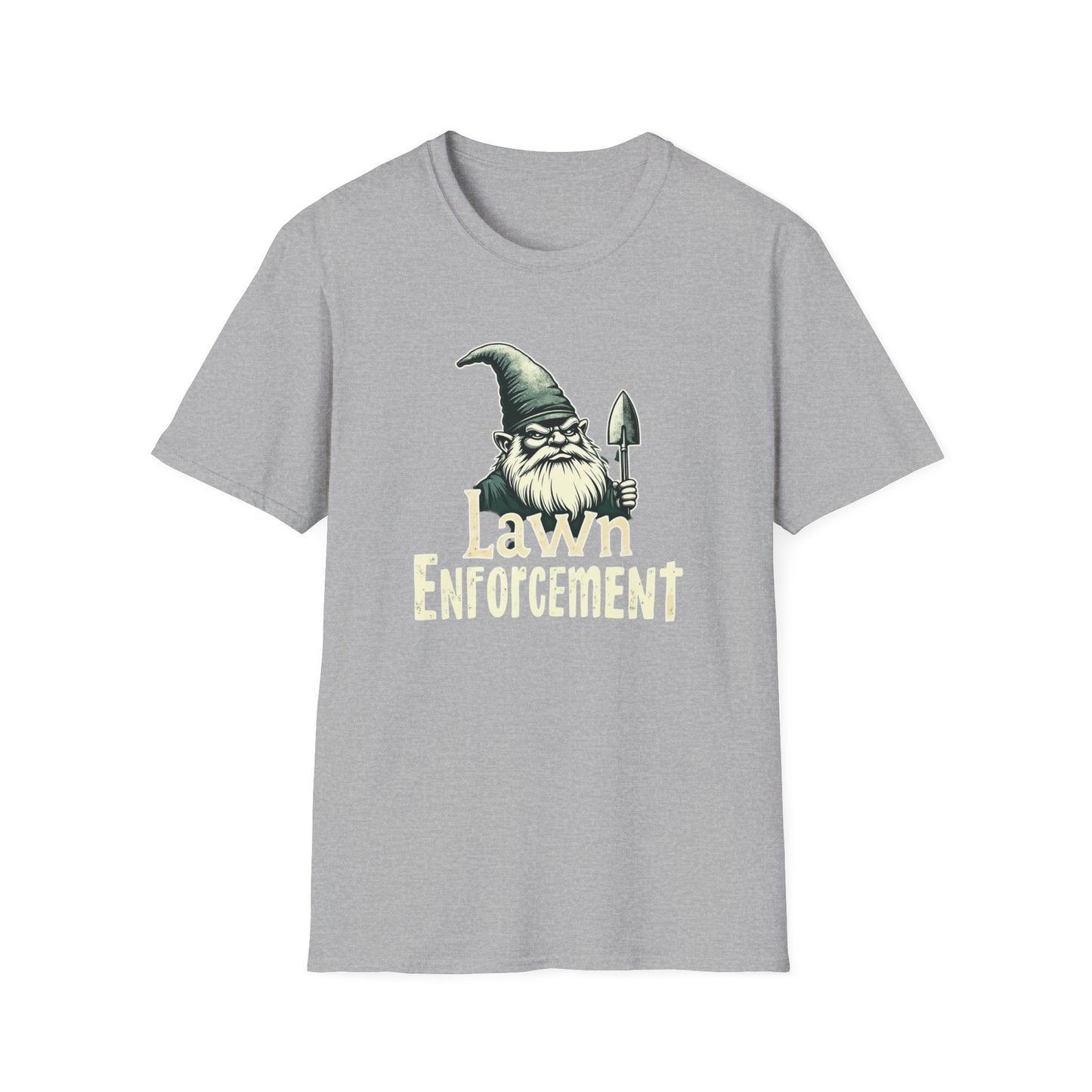 Whimsical Gnome Lawn Enforcement Unisex T-Shirt, Funny Gift for Men, Unique Humor Tee, Cozy Casual Wear, Perfect for Birthdays & Celebrations - Psychonaut Swag