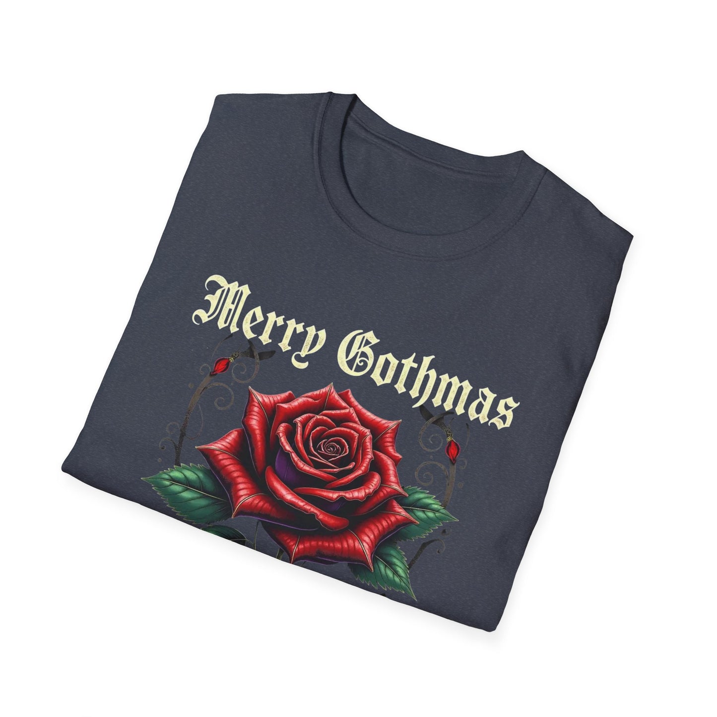 Gothic Christmas T-Shirt — "Merry Gothmas" Rose Holiday Tee