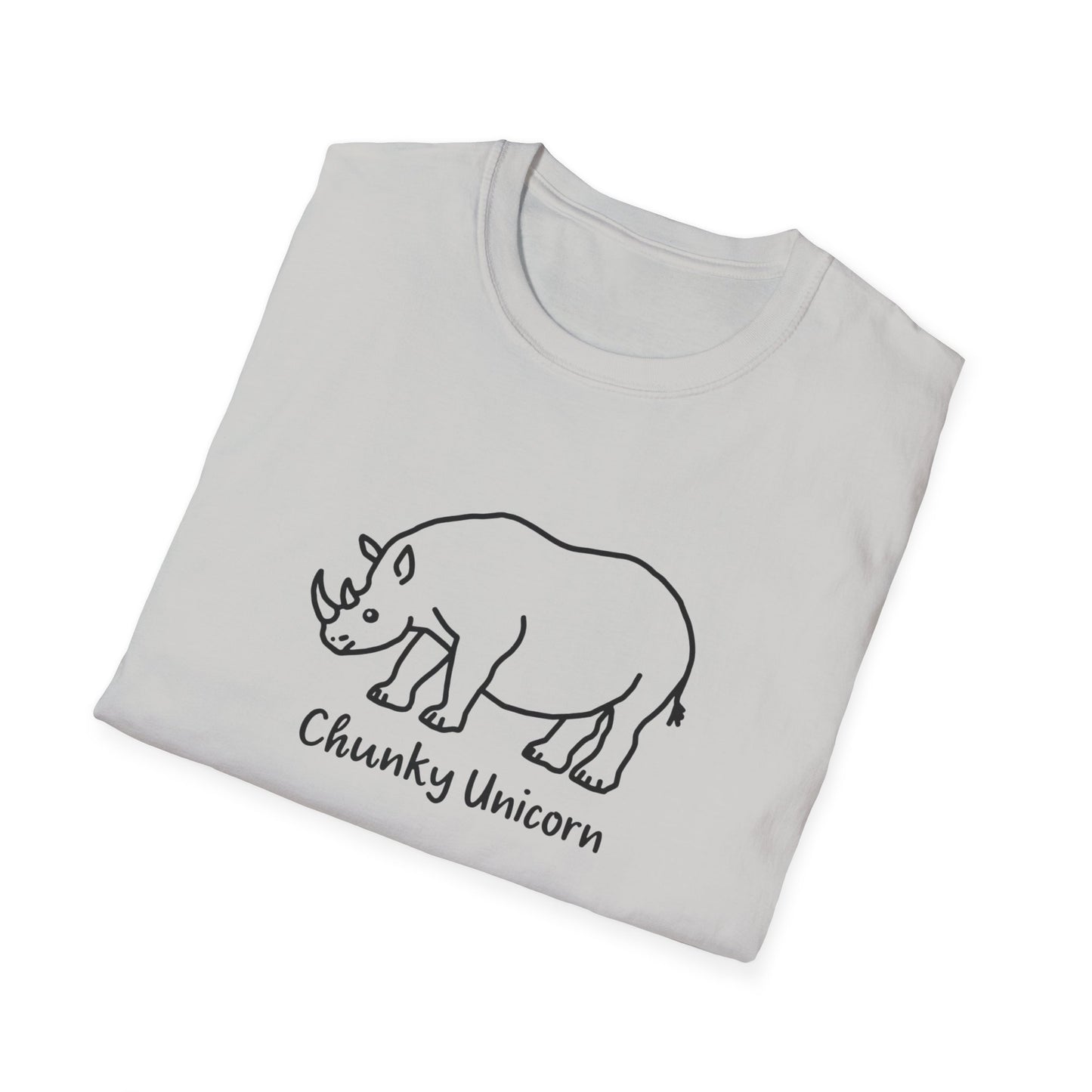 Chunky Unicorn, Rhino, Unisex Softstyle T-Shirt, Funny Tee, Gift for Animal Lovers, Casual Wear, Birthday Present, Unique Graphic Shirt