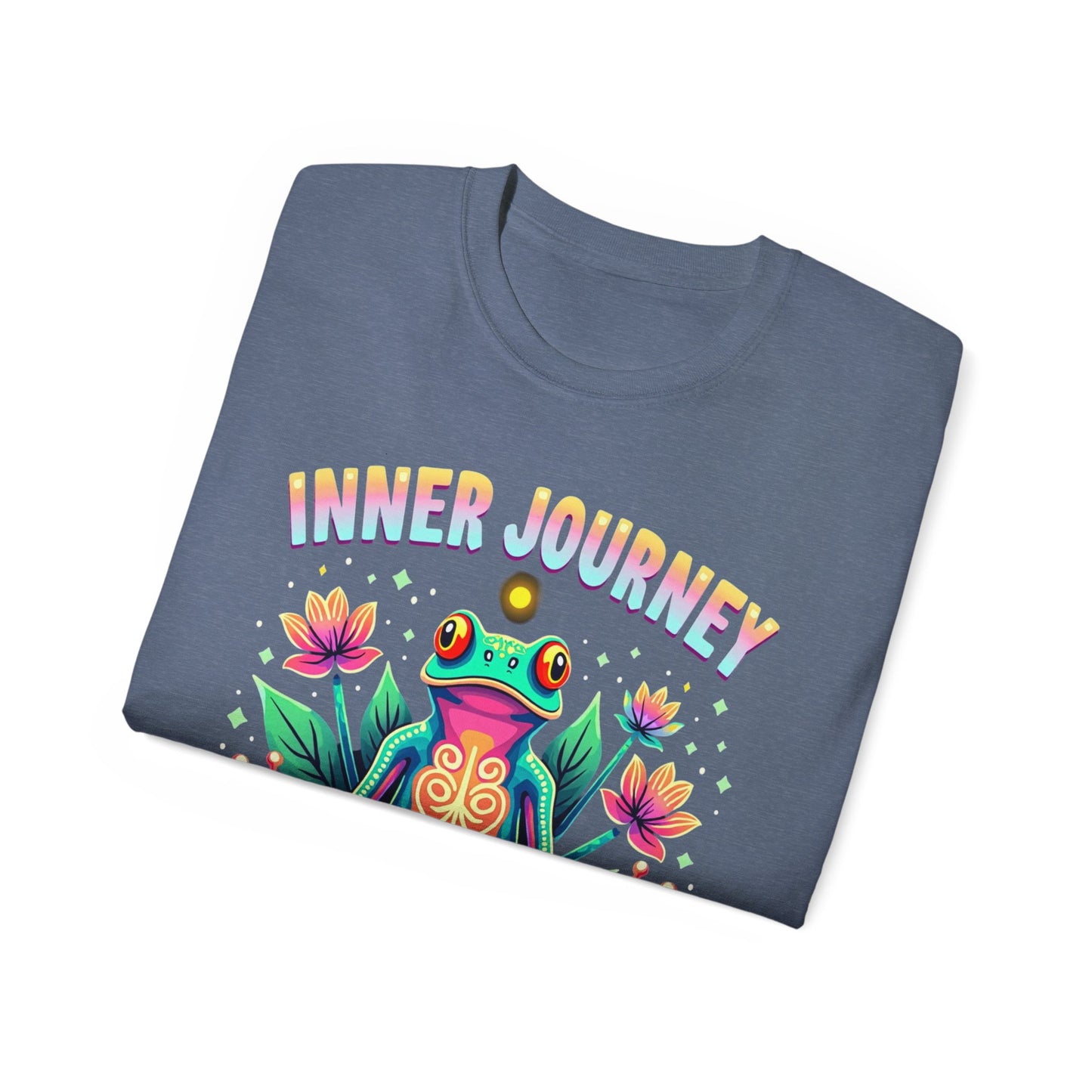Inner Journey Unisex Ultra Cotton Tee - Vibrant Frog Design for Yoga and Meditation - Psychonaut Swag
