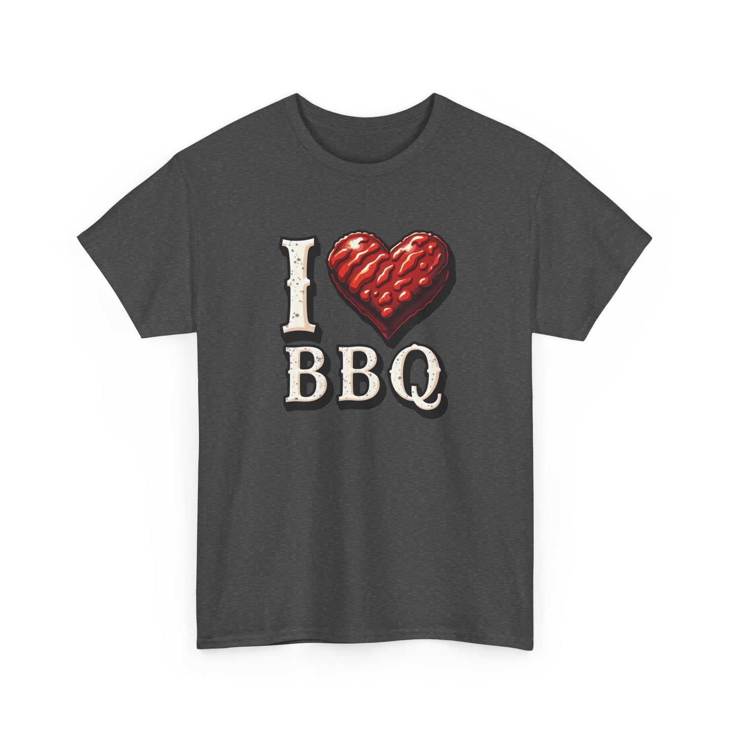 I Love BBQ Unisex Heavy Cotton Tee - Perfect for BBQ Lovers, Summer Cookouts, Grilling Events, Foodie Gift, Casual Wear - Psychonaut Swag