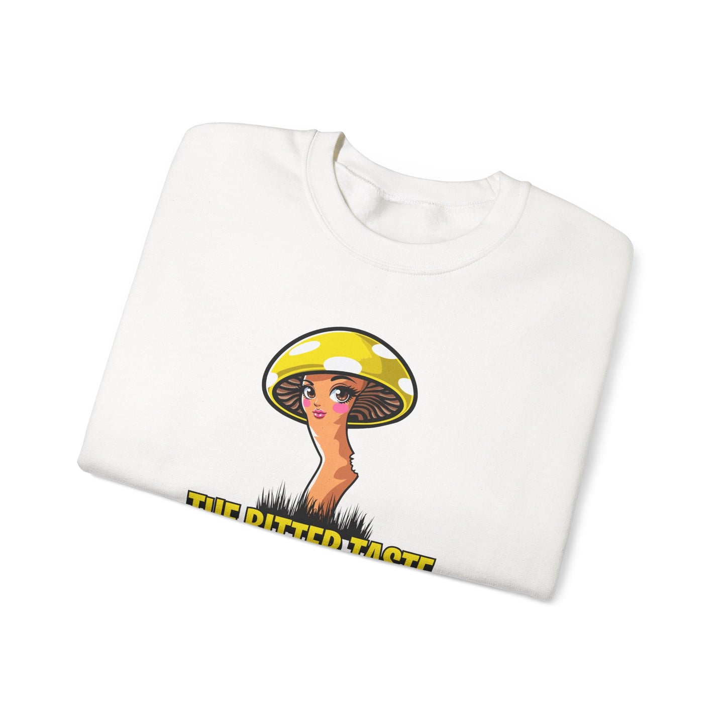 The Bitter Taste of Magic, Mushroom, Unisex Heavy Blend™ Crewneck Sweatshirt - Psychonaut Swag