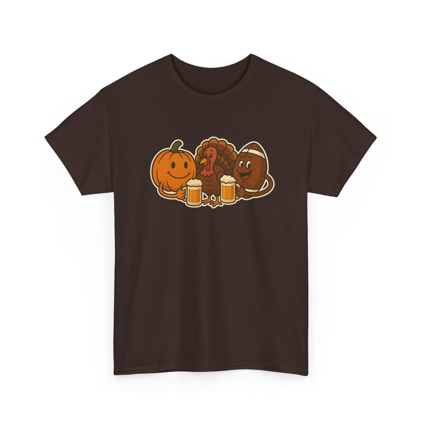 Thanksgiving Day Football & Beer Unisex Cotton Tee, Autumn T-Shirt, Holiday Apparel, Halloween Gift, Family Gathering Outfit, Seasonal Clothing