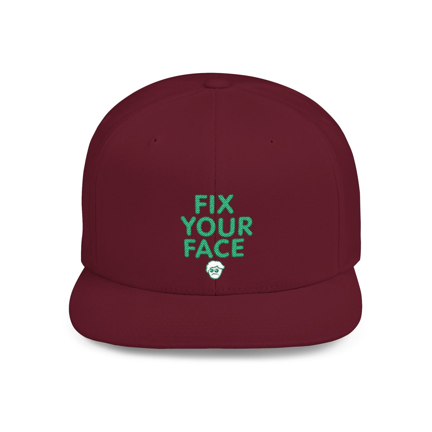 Fix Your Face-Leah, Flat Bill Snapback Cap, Trendy Snapback Hat, Funny Quote Hat, Casual Streetwear Cap, Unique Gift for Friends