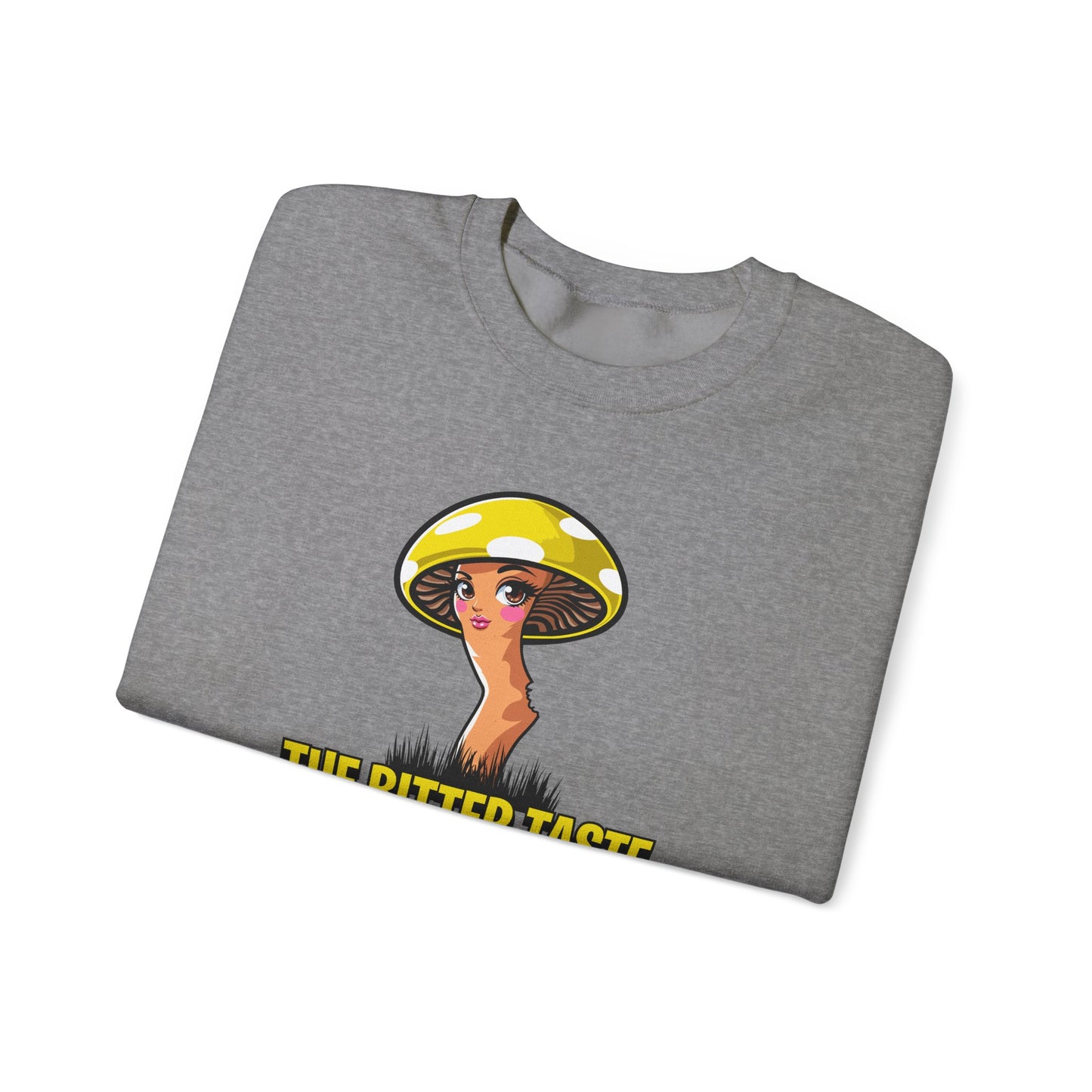 The Bitter Taste of Magic, Mushroom, Unisex Heavy Blend™ Crewneck Sweatshirt - Psychonaut Swag