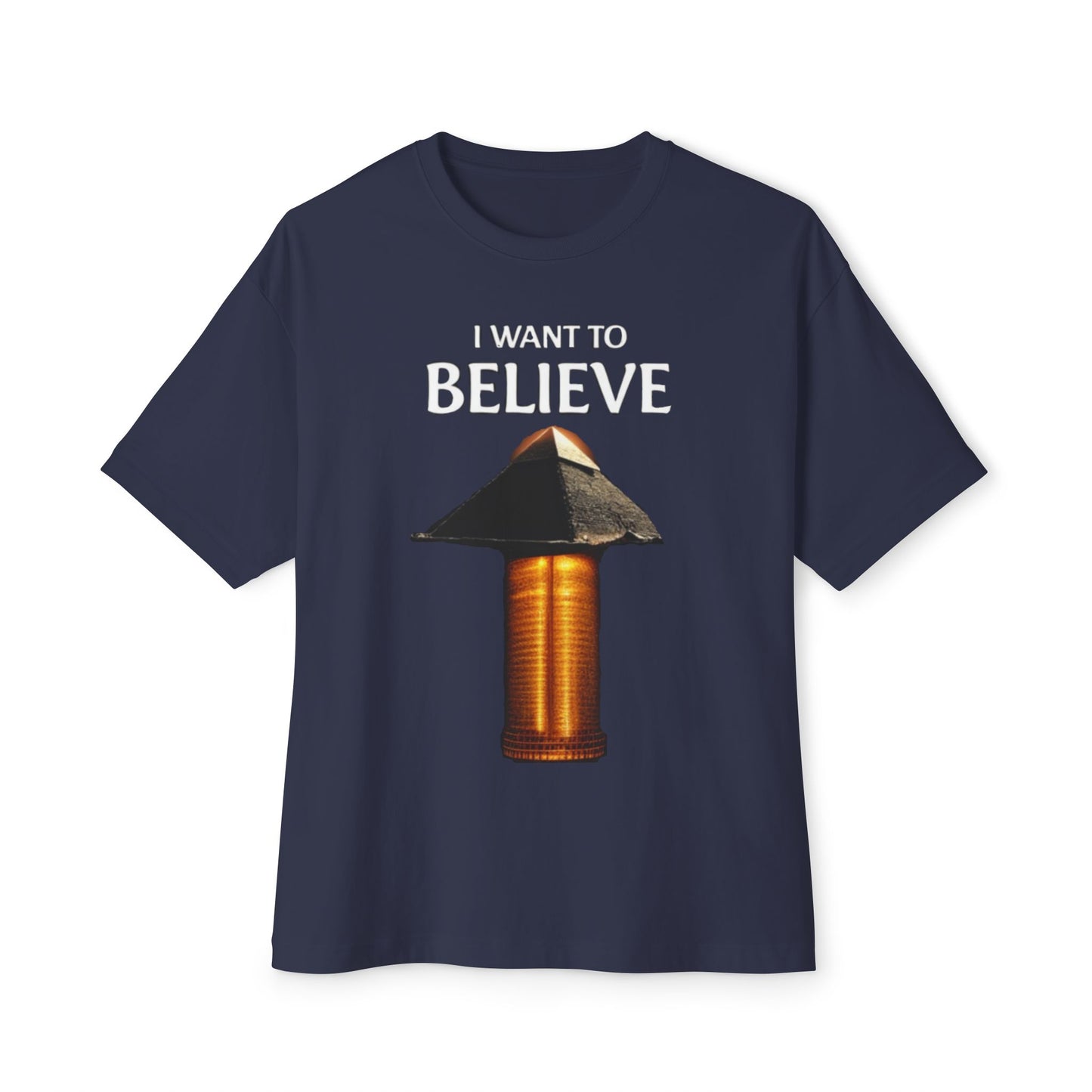 I Want to Believe Pyramid Tee, Unisex Tee, Oversized T-Shirt, UFO Humor Shirt, Gift for Sci-Fi Lovers, Casual Graphic Top - Psychonaut Swag