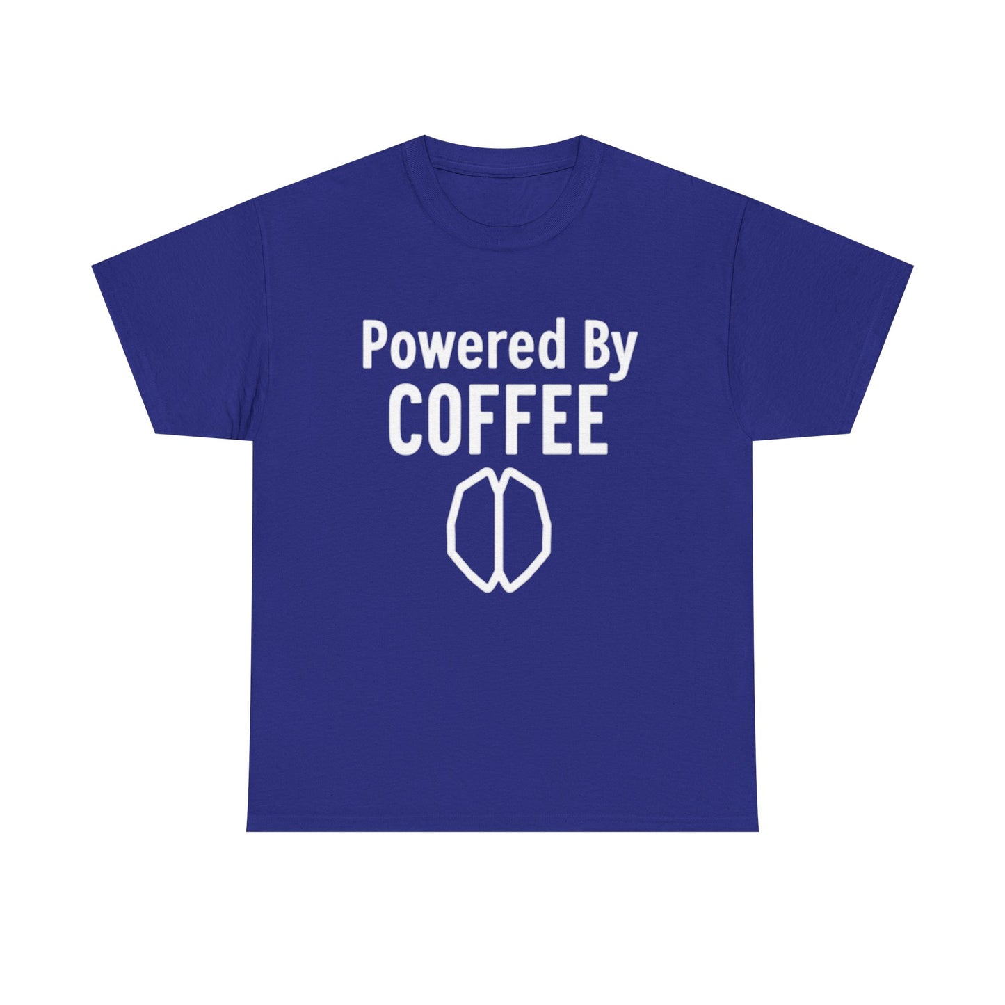 Powered By Coffee Unisex Heavy Cotton Tee, Funny Coffee Lover Shirt, Gift for Barista, Casual Wear, Perfect for Birthdays, Everyday Use - Psychonaut Swag