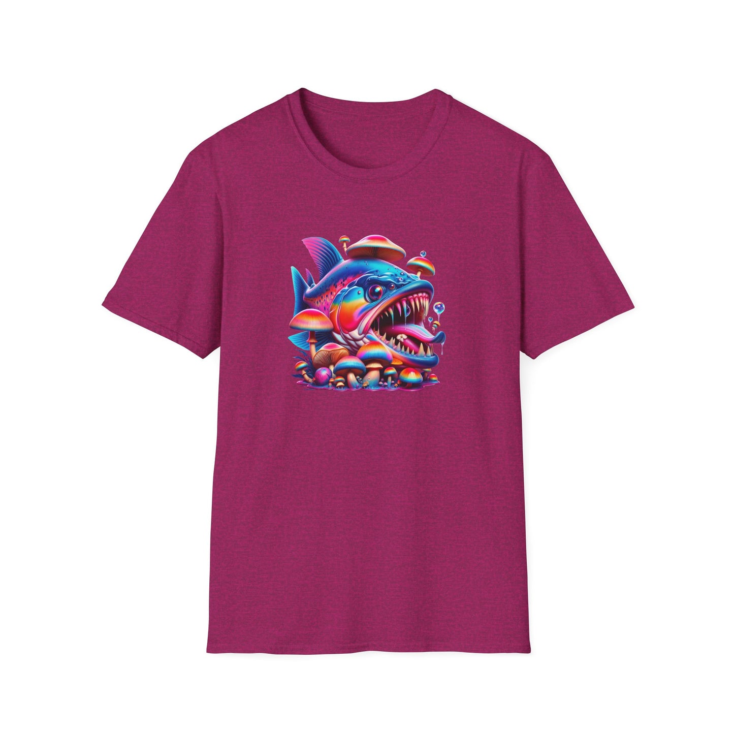 Piranha with Shrooms, Unisex Softstyle T-Shirt - Psychonaut Swag