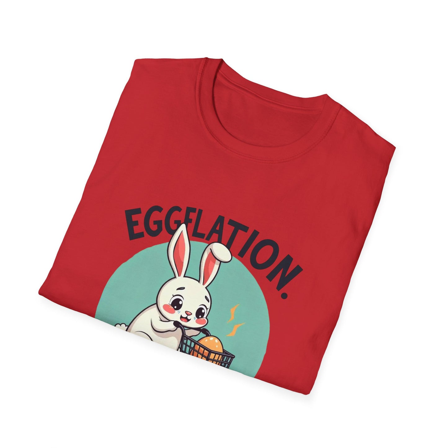 Easter Bunny 'Eggflation' T-Shirt – Cute Bunny with Egg Basket Graphic