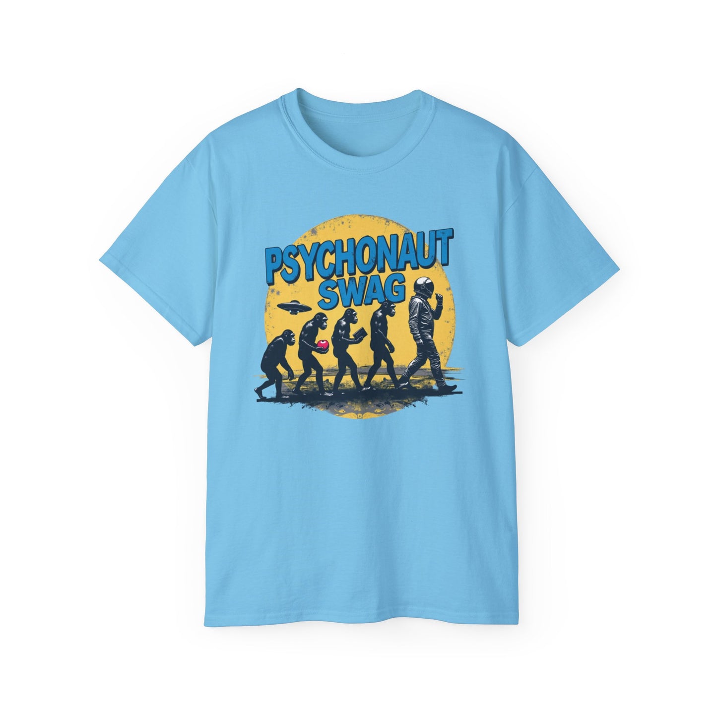 Psychonaut Evolution of Man Sunset, Unisex Tee, Retro Graphic T-Shirt, Music Festival Attire, Gift for Gamers, Casual Streetwear - Psychonaut Swag