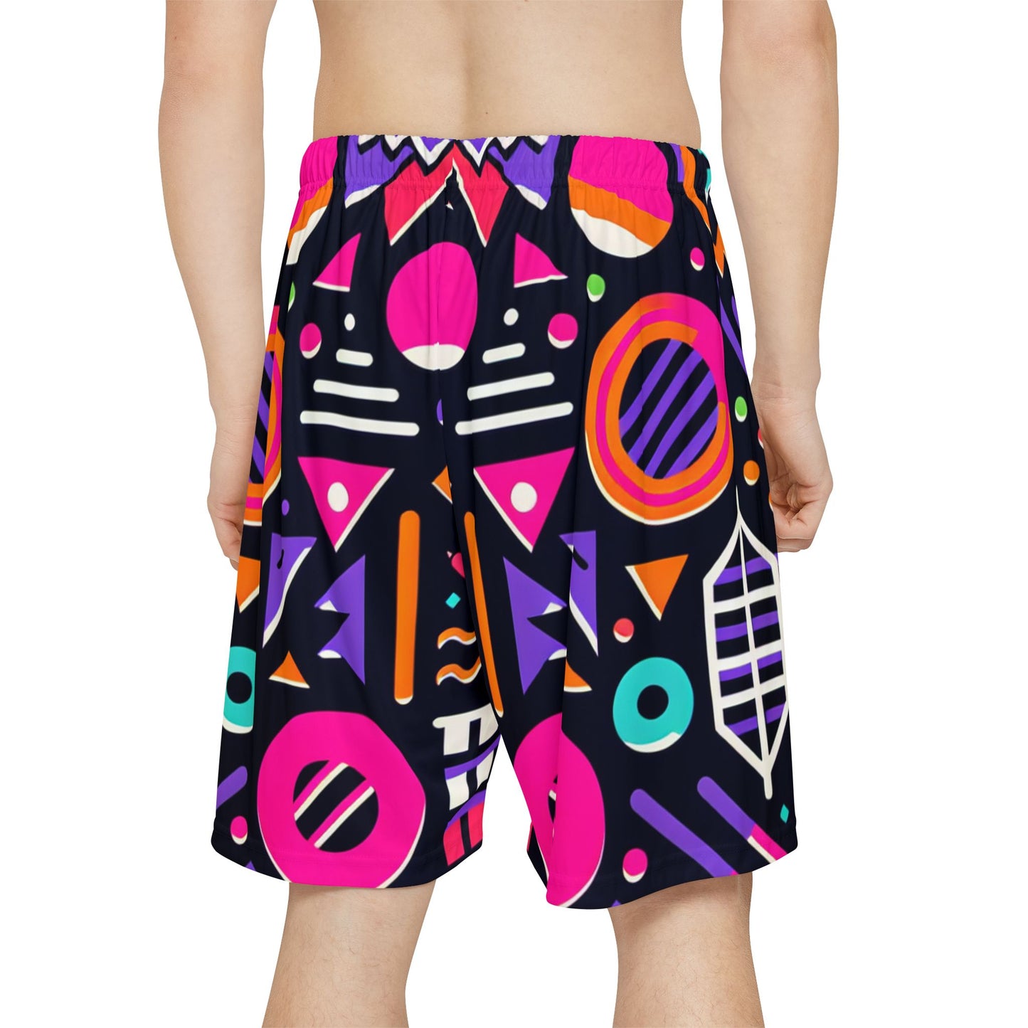 Retro 90's Shorts, Groovy Print, Men’s Sports Shorts, Basketball shorts (AOP) - Psychonaut Swag