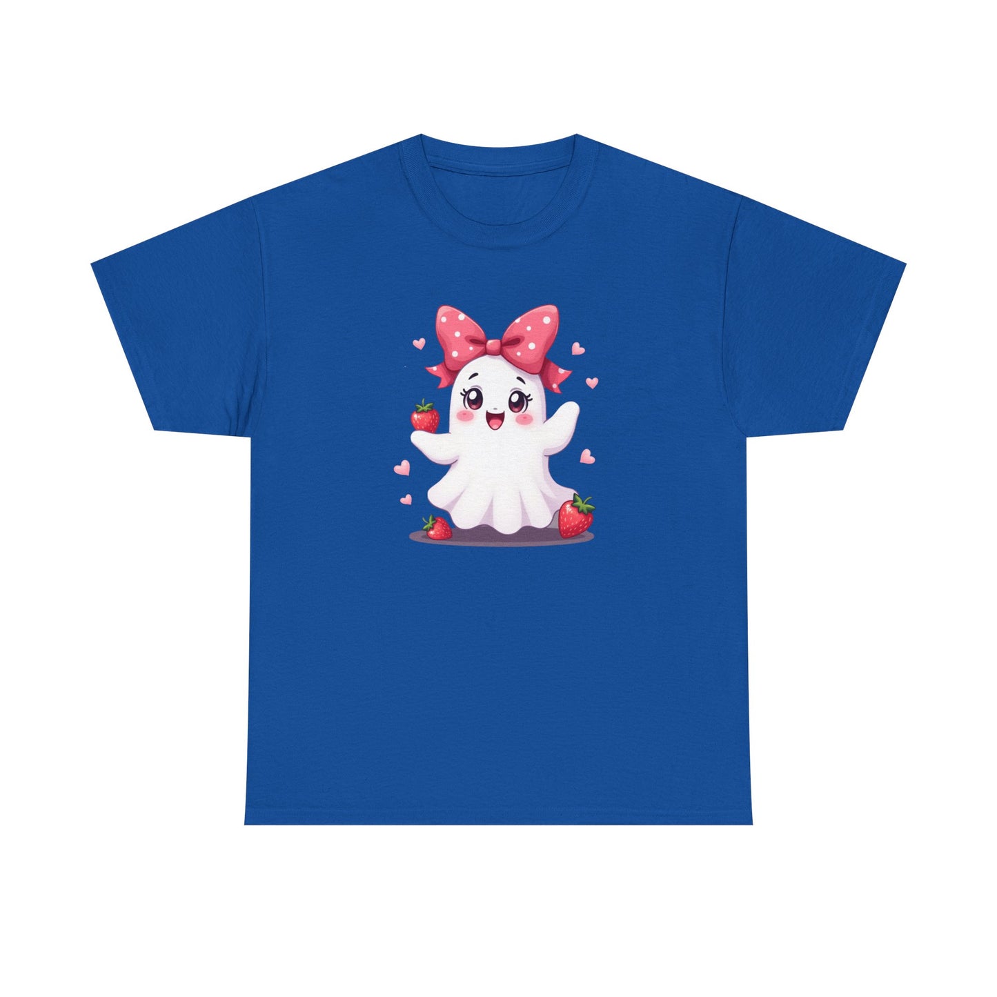 Cute Ghost Strawberry Unisex Tee, Perfect for Halloween, Gift, Casual Wear, Festival Shirt, Summer Vibes, Kawaii Apparel